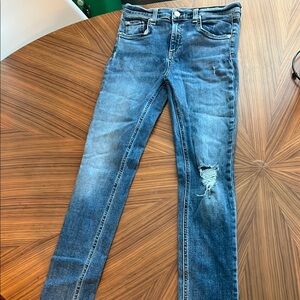 Rag & Bone Blue Skinny Jeans with Distressed Details
